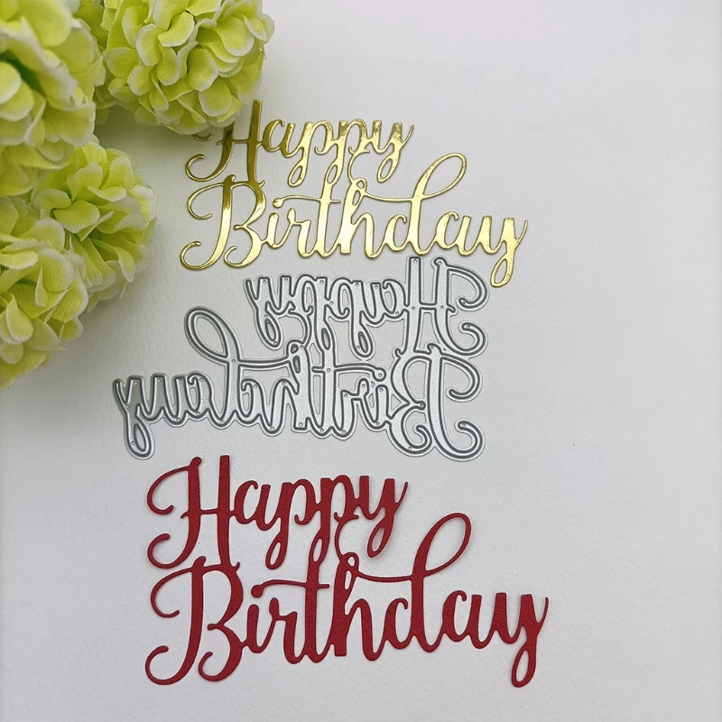 Happy Birthday Metal Cutting Dies Stencil DIY Scrapbooking Album Paper Card Template Mold Embossing Decoration