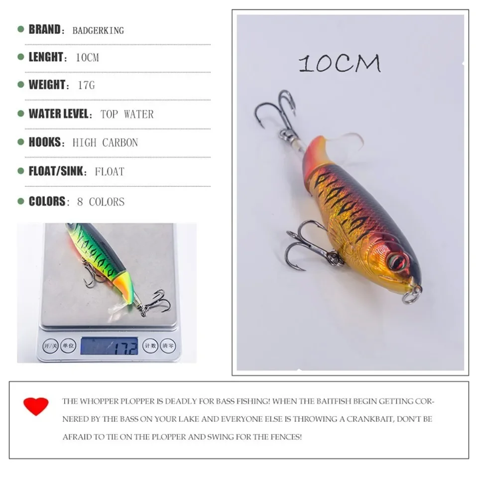 Fishing lure wobblers, artificial bait for bass fishing, water action, 10cm, 17g