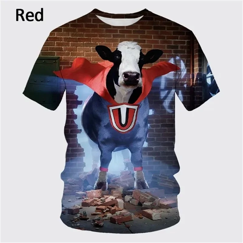 Fashion Short-sleeved Animal Cow Graphic T Shirts For Men Kids 3D Printing Casual Funny Tshirt Casual Oversized Hip-hop Tee Tops