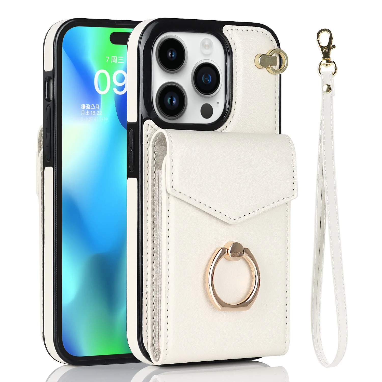 

Phone Case For iPhone 16 15 14 13 12 118 7 X XR XS Pro Max Plus New INS Luxury Accordion Wallet Card Pocket Cover With Lanyard