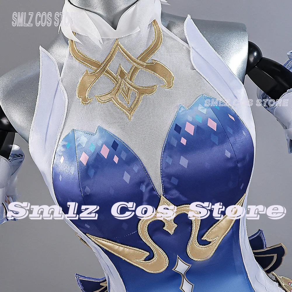Genshin Impact Odette Cosplay Costume Women Sexy Play Outfit Dress Elegant Halloween Party Prop Wig view 4