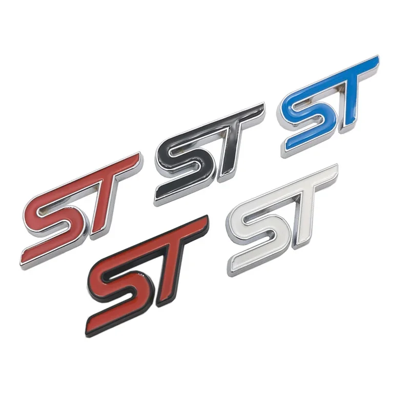 Metal Red Blue ST Front Grille Sticker Car Head Grill Emblem Badge Chrome Sticker for FORD FIESTA FOCUS MONDEO Auto Car Styling