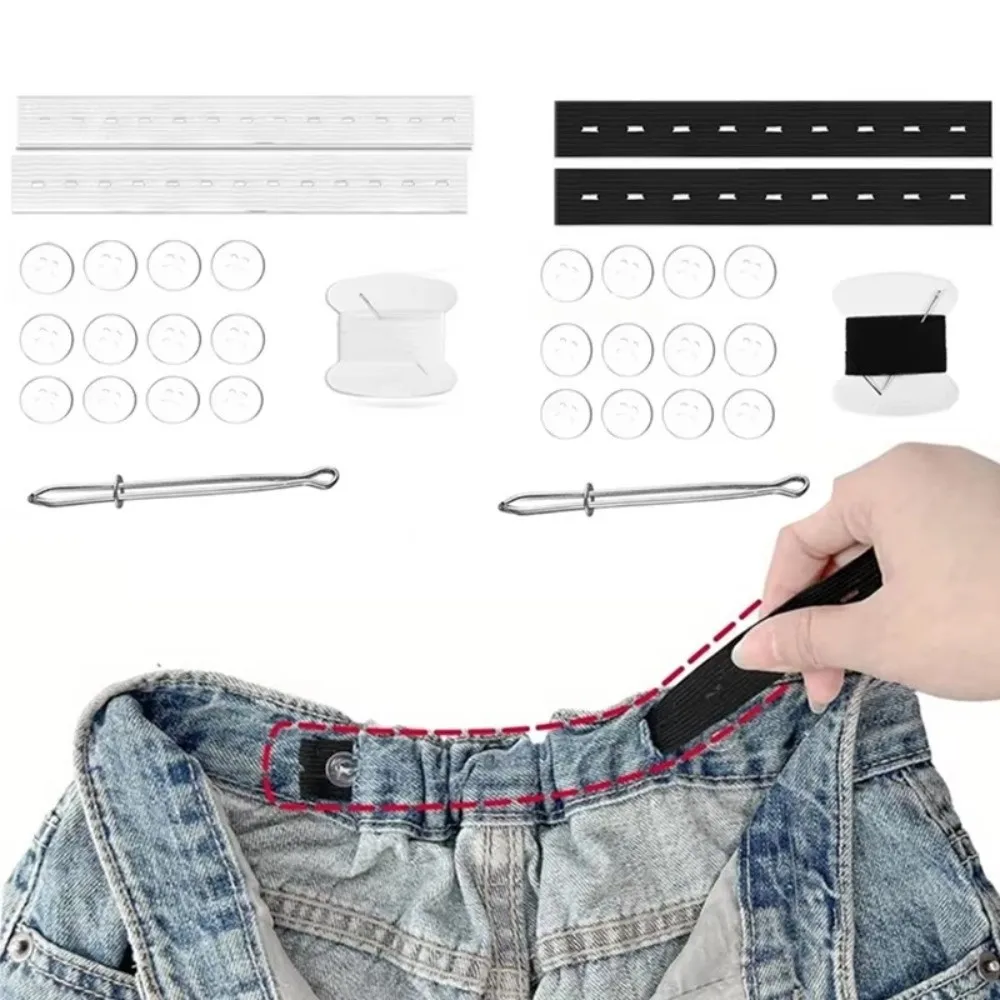 New Adjustable Invisible Belt Tightener Set Invisible Extender Elastic Waist Band No-Sew Sewing Tools Women Men Jean Pant