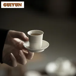 20ml Plant Ash Master Cup Set Zen Ceramic Tea-calix Small Tasting Mug With Coaster Luxury Tea Cup Cafes Gift Kung Fu Teaware