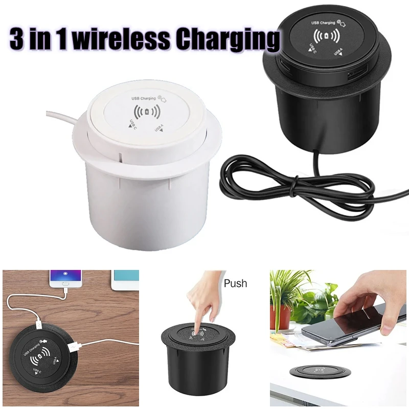 3-in-1 Multifunctional Hidden Usb Bedside Table Sofa Armrest Desktop Office Furniture Wireless Charger Embedded For Office