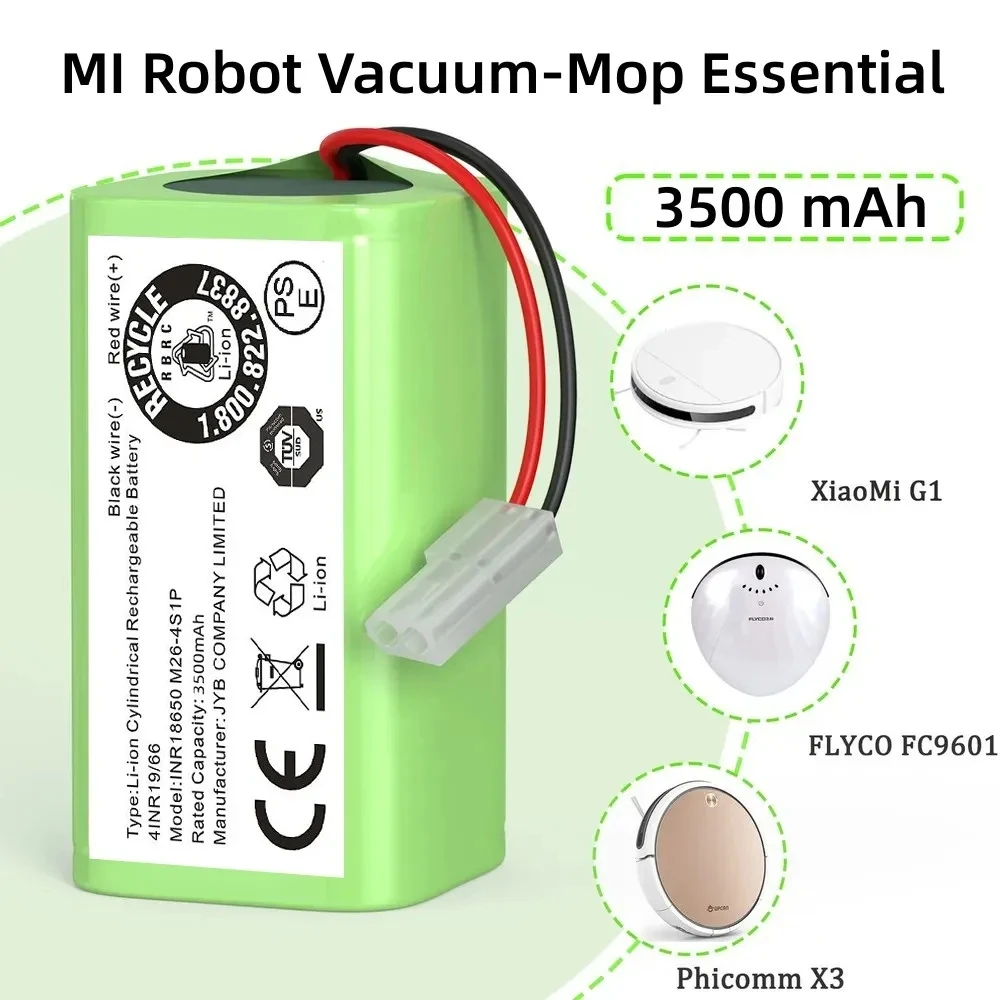 New 4S1P 14.4V 3500mAh Li-ion Battery Pack,For XIAOMI MIJIA Mi Robot Vacuum-Mop Essential G1 MJSTG1, SKV4136GL H18650CH R30 R35