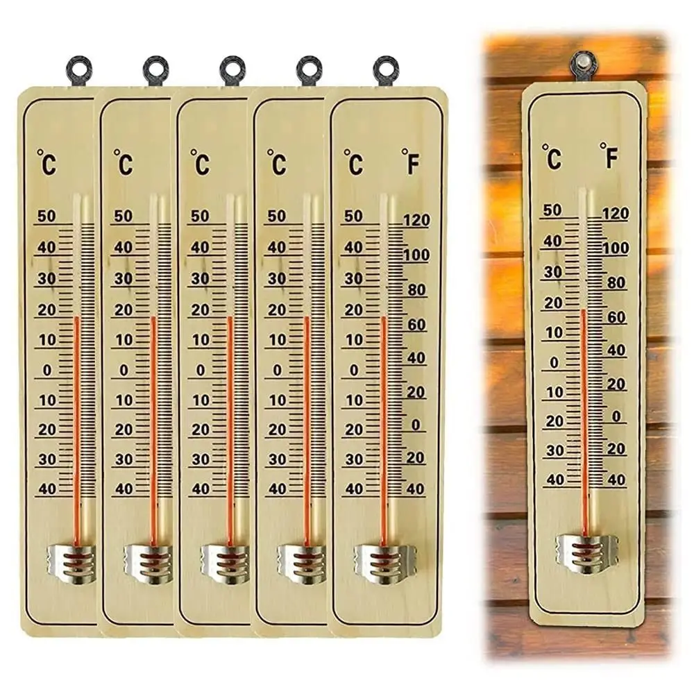 Wooden Wall-Mounted Thermometer Room Temperature Monitor Classical Digit Measuring Meter Simple Home Decorations