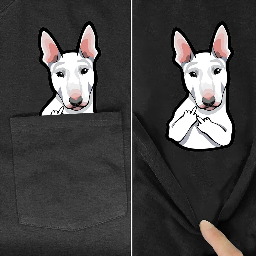 CLOOCL White Bull Terrier T-Shirts Animal Dogs Schnauzer Sausage Dog Middle Finger Print Tees Women Clothing Short Sleeve Shirts