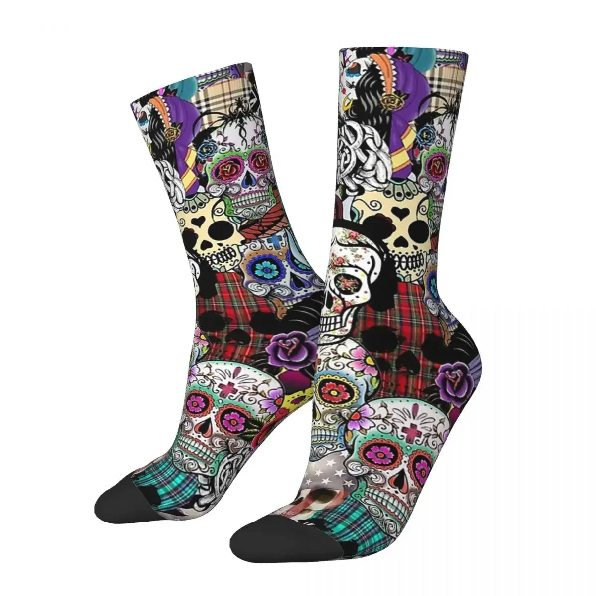 Hip Hop Vintage Halloween Skull Crazy Men\'s Socks Unisex Happy Halloween Harajuku Pattern Printed Novelty Crew Sock Boys Gift