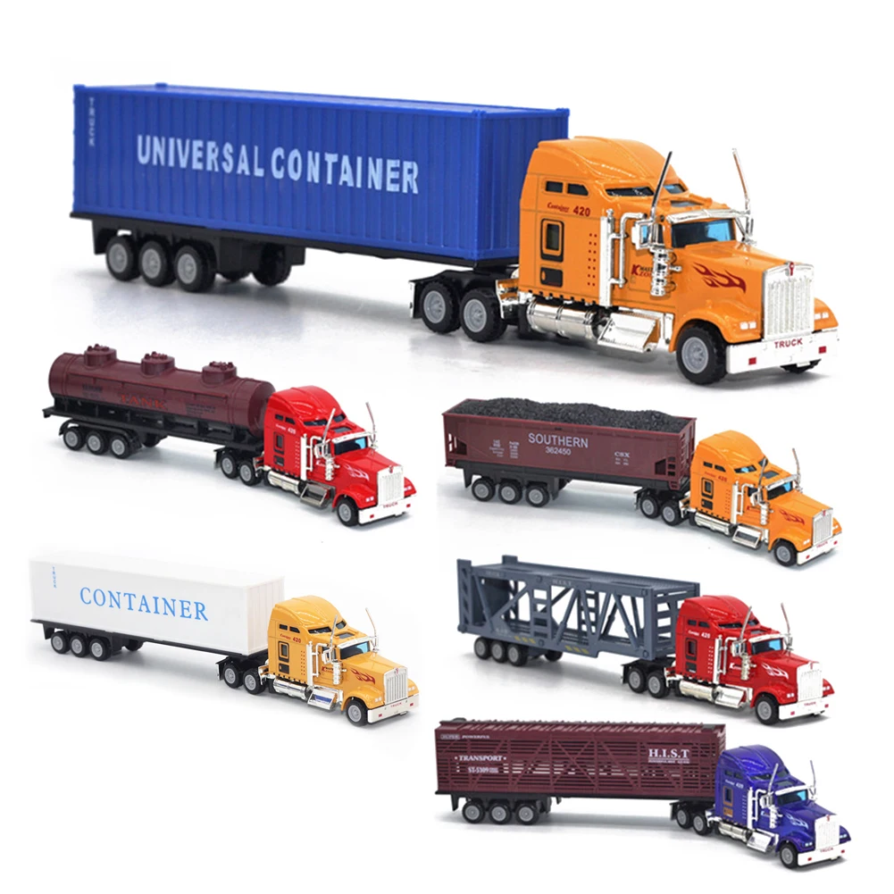 1:50 Large Diecast Alloy Truck Car Model Toys Simulation Oil Truck Tank Container Pull Back Transport Vehicle Model Toy For Kids