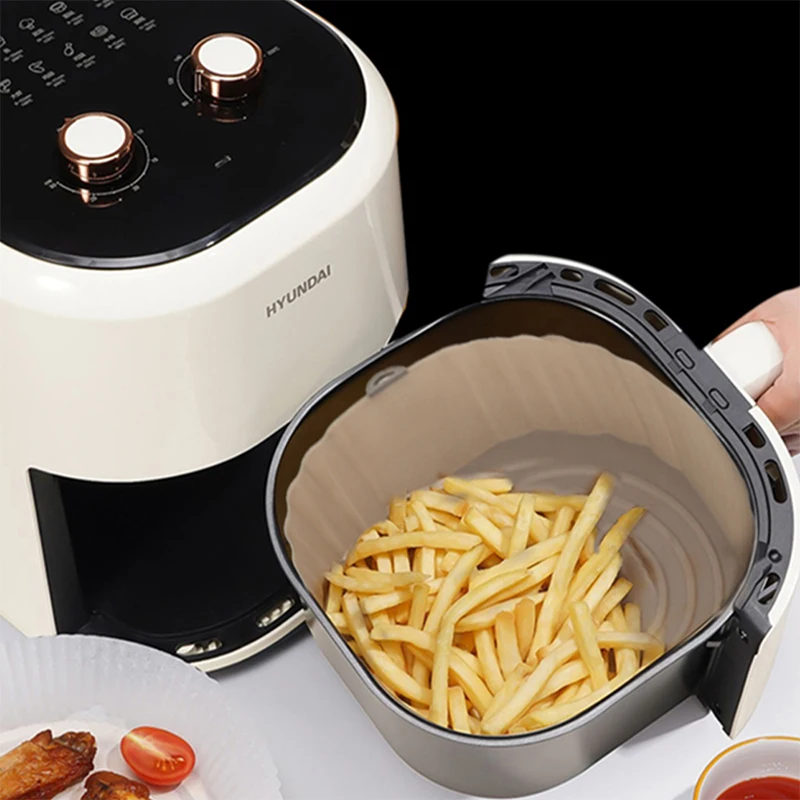 1/2/3 pçs reutilizável fritadeira de ar pote de silicone forno bandeja de cozimento airfryer cesta de silicone pizza frango frito grill pan esteira para cozinha