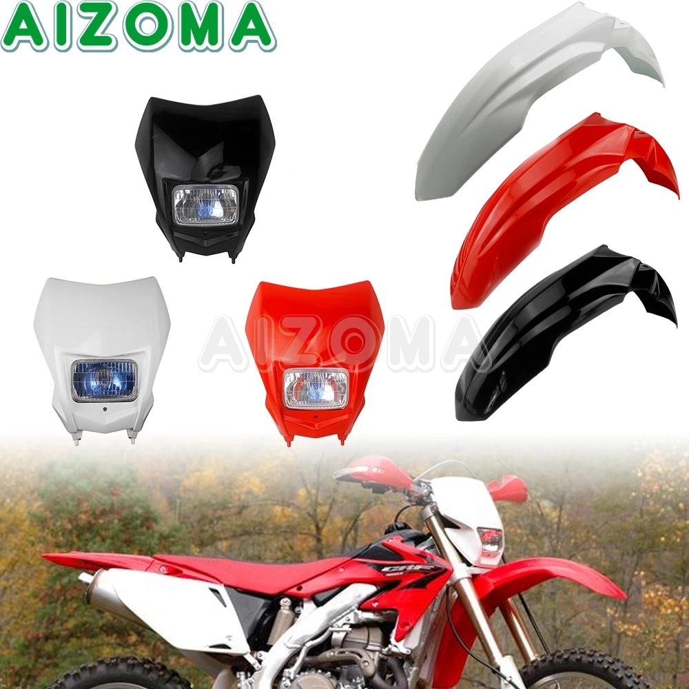 Unviersal Dual Sport Supermoto Dirt Bike Front Fender Headlight Headlamp Mask For Honda CRF 150 230 250 450 X R F 150F 230F 450F