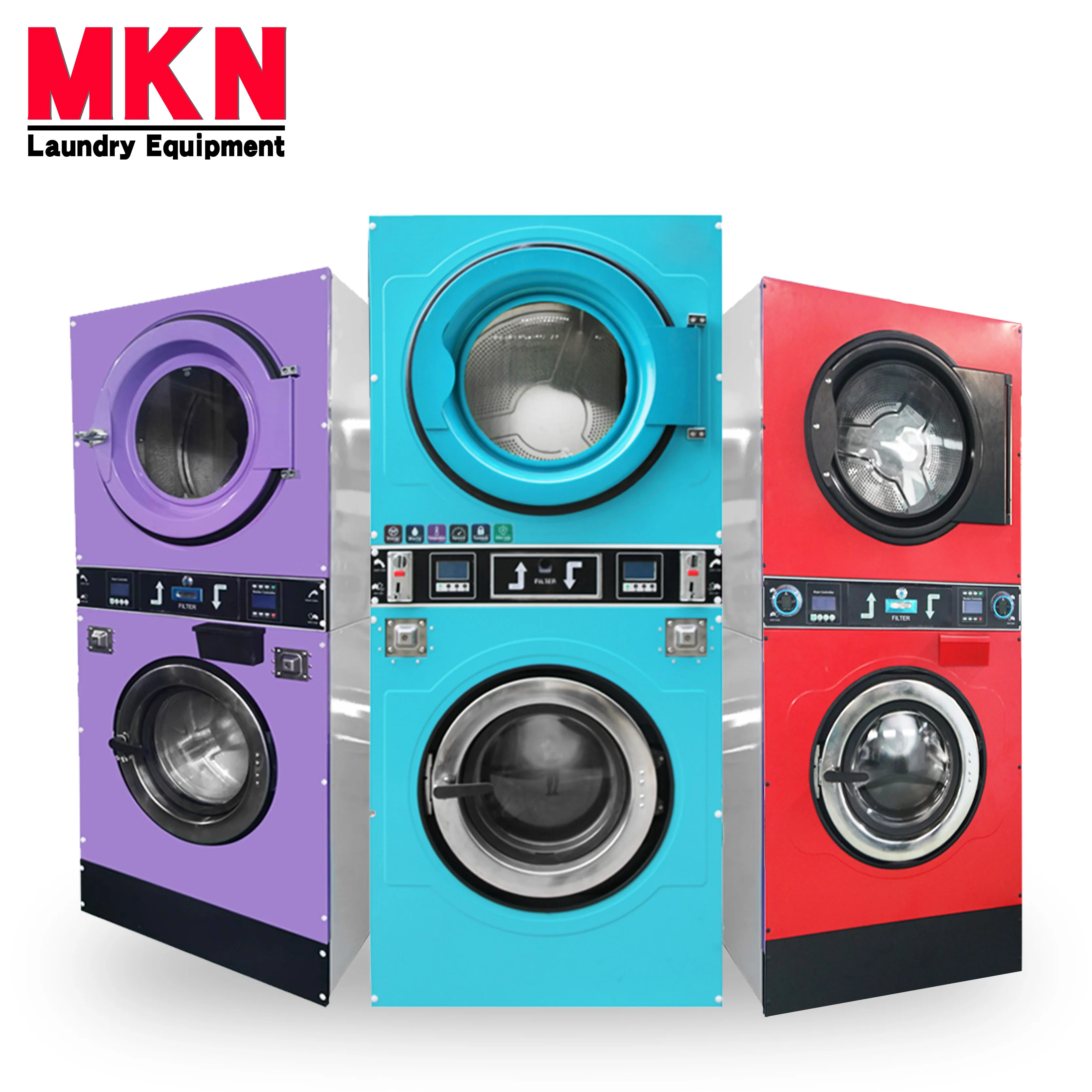 10KG 12KG 15KG stack washer dryer coin washer commercial laundry machines hotel and laundry shops