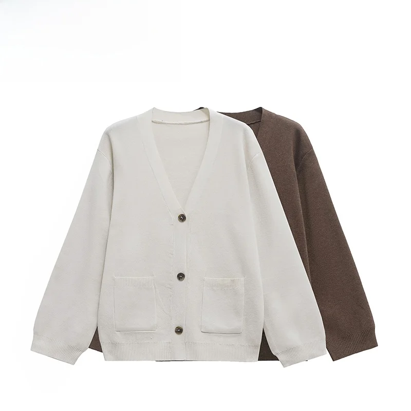 

ZAB Autumn New Women's Faionable Knitted Open Cardigan Street Sle Long Sve V-Ne Polyester Fiber Color