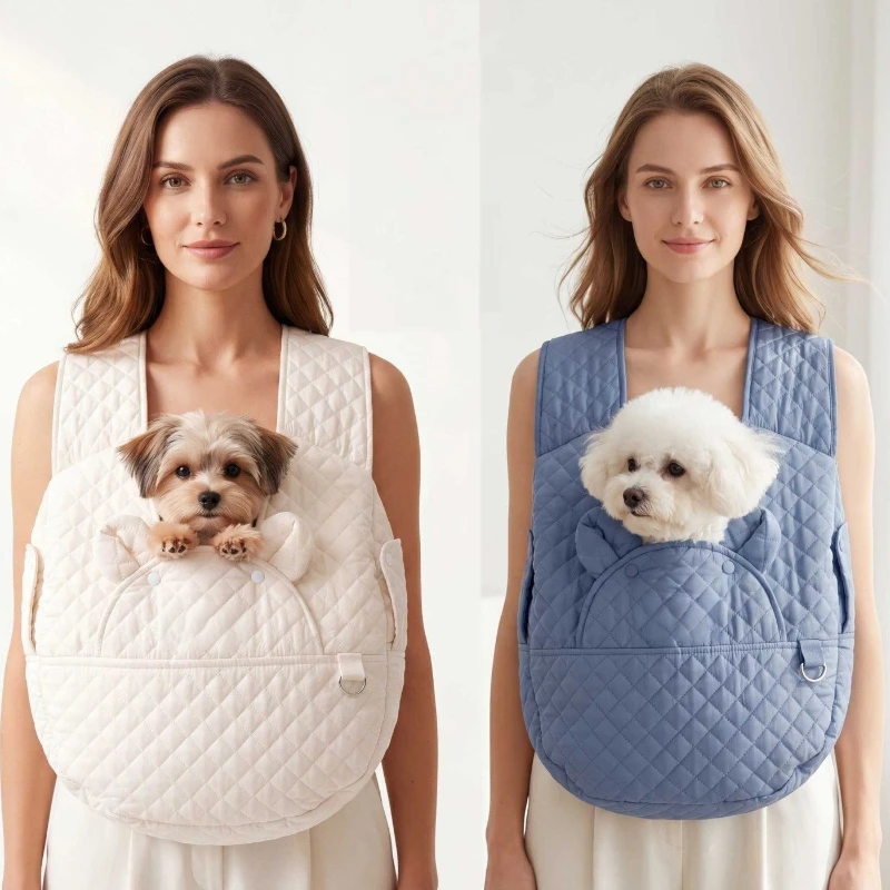 Top-Exposing Interactive Pet Outing Bag, Hug-Style Dog Carrier Chest Bag for Cats and Rabbits Portable Bag for Going Out