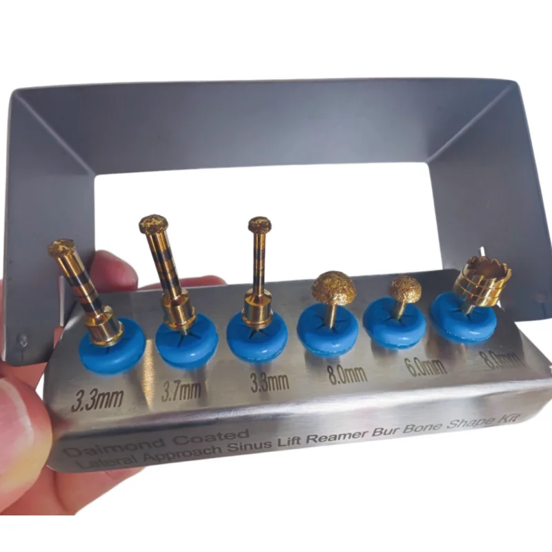 Dental Implant Sinus Lift Drills Kit Diamond Coated Lateral Reamer Bur Bone Drills Dental Implant Tool 1 Set 6PCS