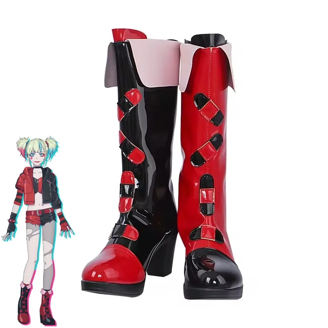 For Harley Quinn Cosplay Shoes Anime Chinese Style Halloween for Women Game Role playing props