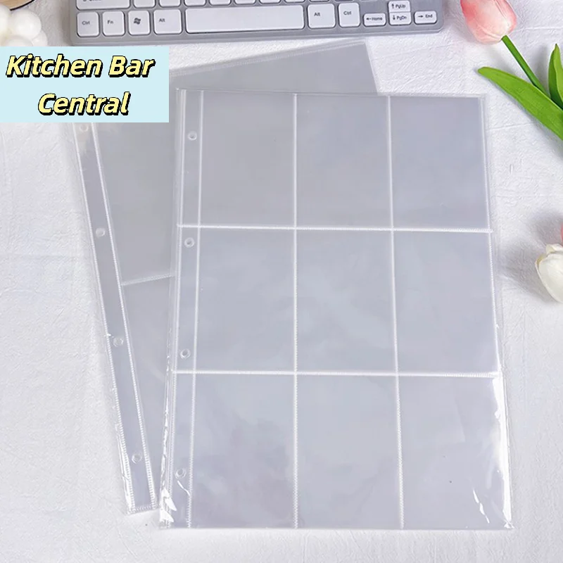 【10 Stück A4 Klarsicht-Fotoalbum-Nachfüllseiten, Aktenhülle, 4 Löcher, 9-Ring-Ordner für Fotokarten, Karten, Notizbücher】