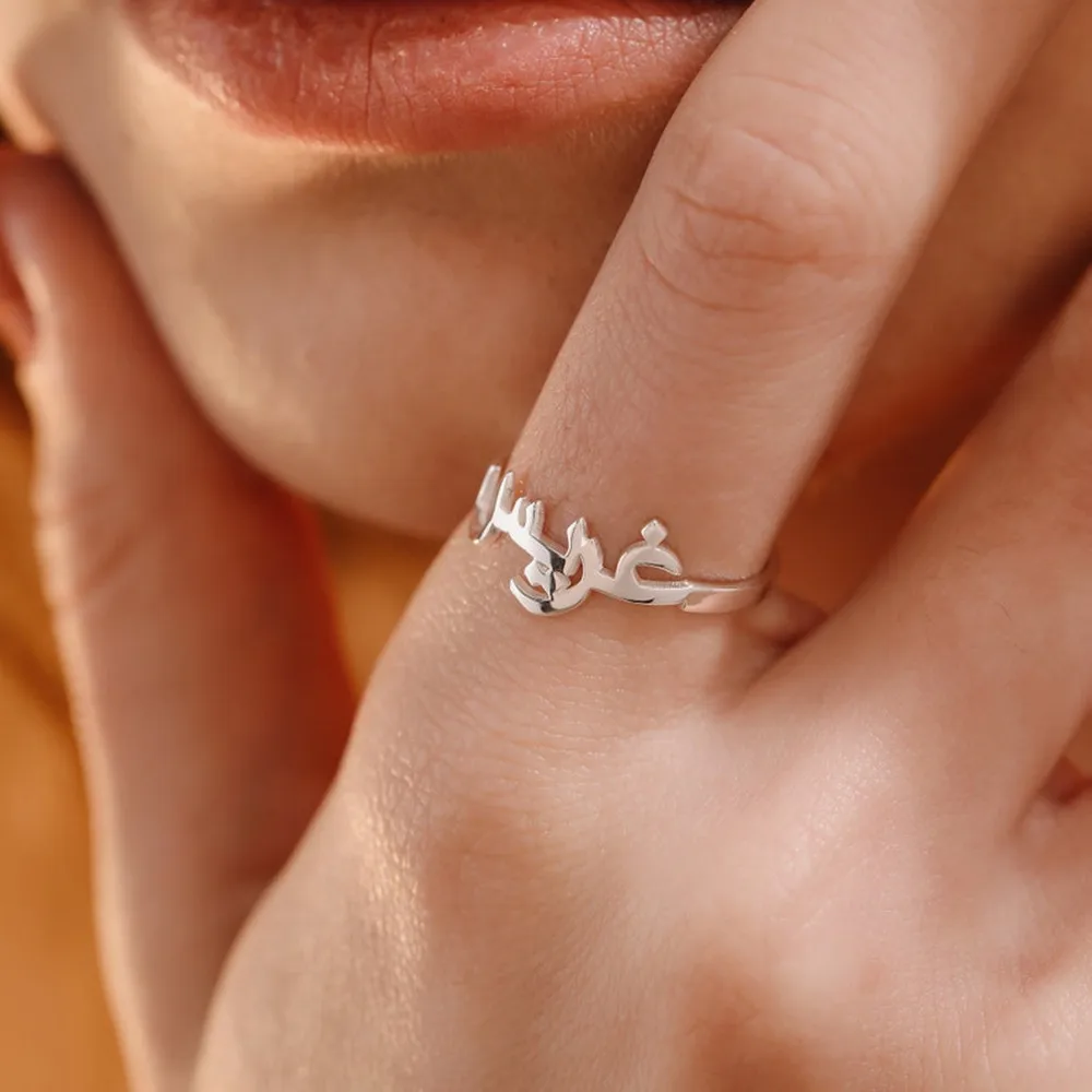 

Personalizad Arabia Letter Ring Personalizad Adjustable Knot Stainless Steel Rings Jewellery Woman Accessories