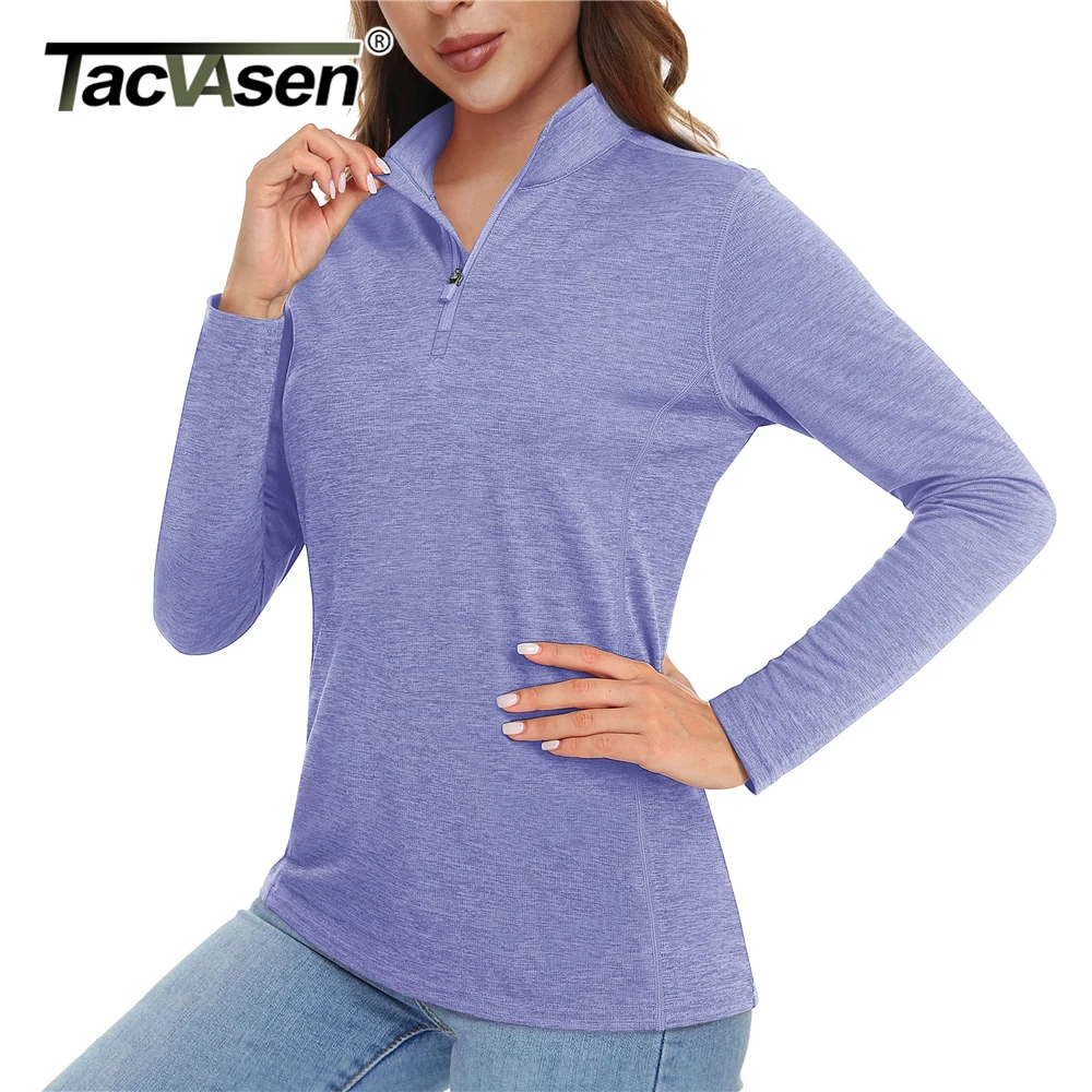 TACVASEN Summer Sun Protection Shirts UPF 50+ Quick Dry 1/4 Zipper Womens Long Sleeve T-Shirts Moisture Wicking Golf Pullover