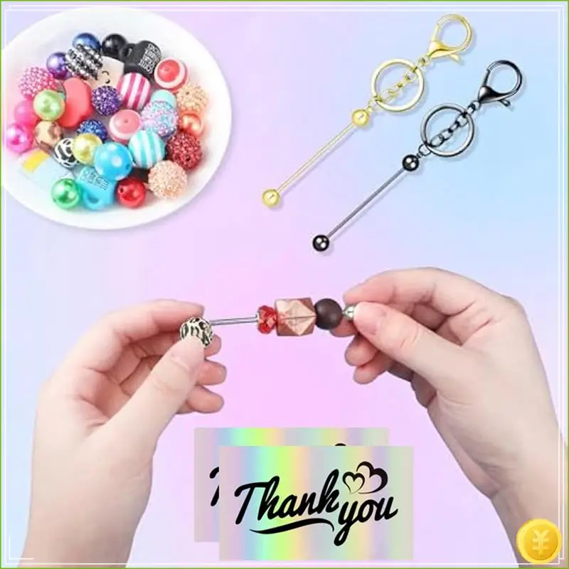 63 Pcs Beadable Keychain Bars Resealable Set Keychain Making Supplies Kit For DIY Pendant Craft Jewelry