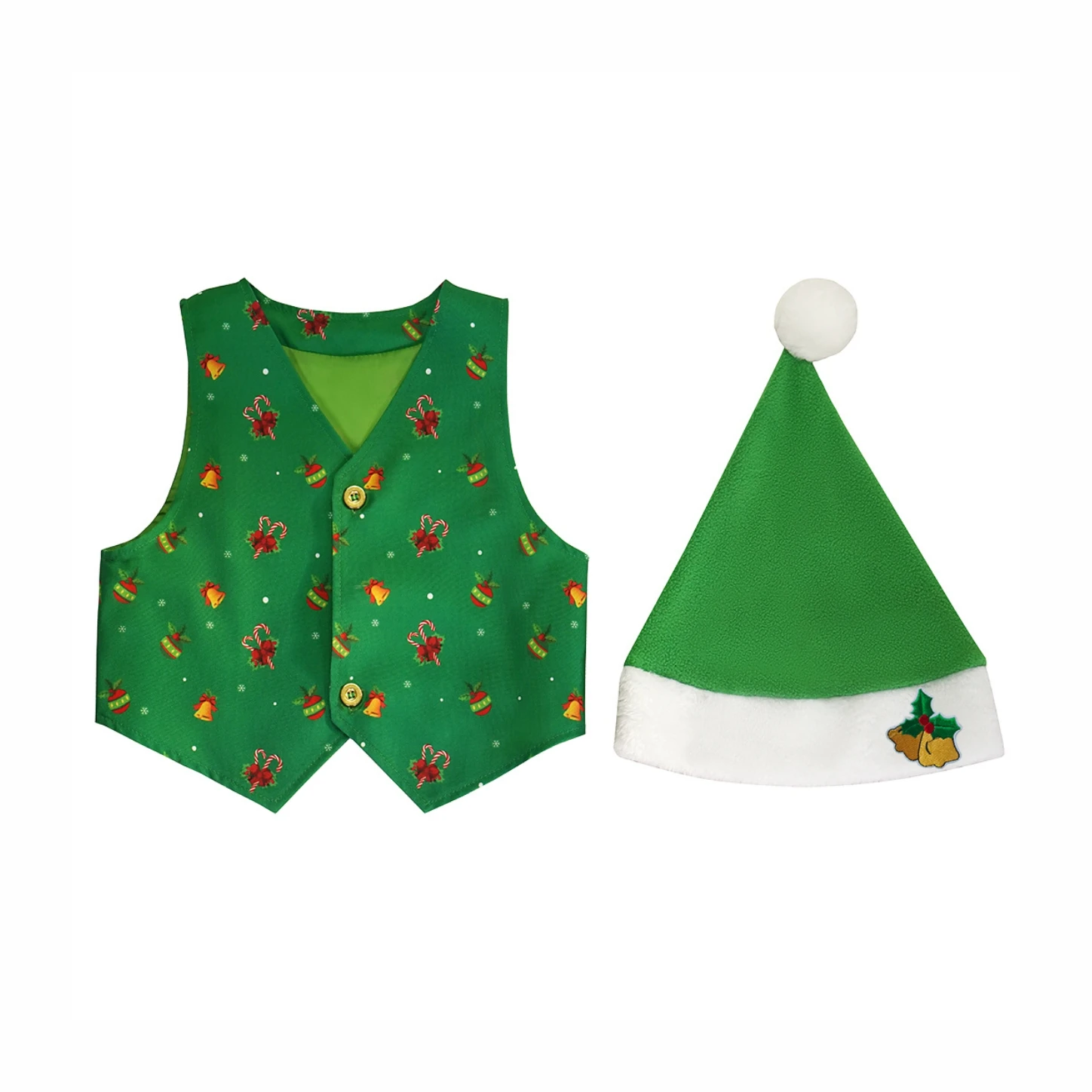 Christmas Suit Vest with Hat, Boys and Girls Christmas Costumes