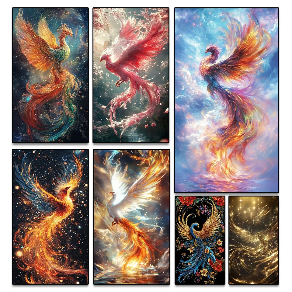 2025 new diamond painting art DIY Phoenix Wings Diamond Embroidery 5D Square Round Rhinestone Mosaic Home Decoration Wall Art