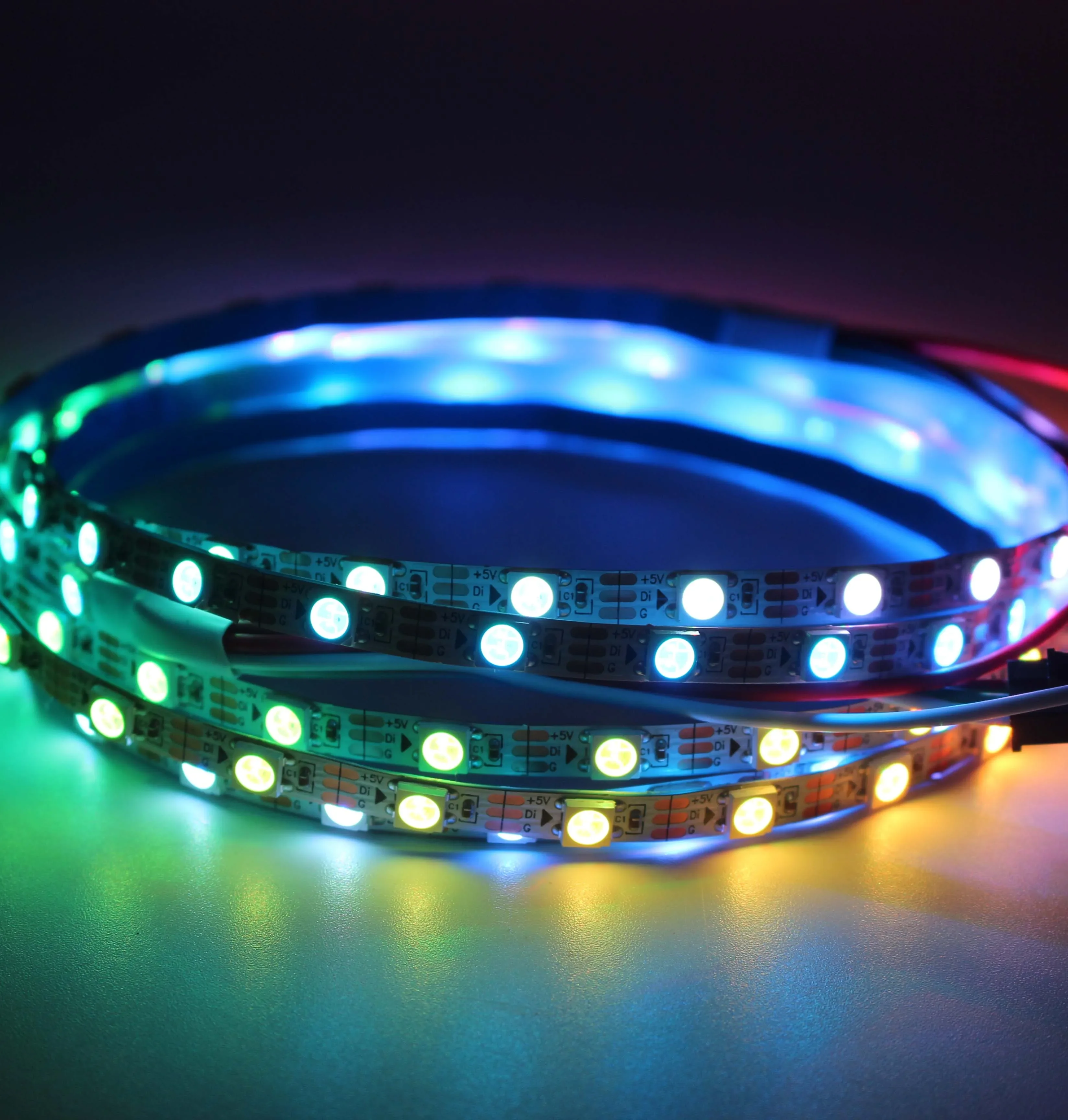 Imagem -05 - Endereçável Rgb Led Pixel Strip Dc5v Ws2812b 3535 5050 1m 2m 5m 60leds m mm mm Fpc Não Impermeável 60pixels por m Como Sk6812