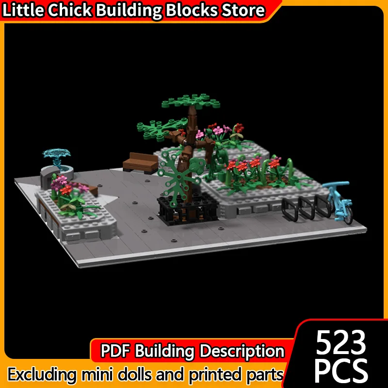 

City Street View Model MOC Building Bricks City Park Scene Modular Technology Gifts Holiday Assemble Children Toys Suit