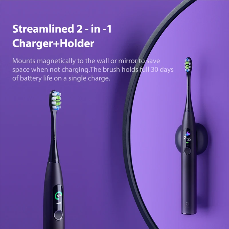 Oclean X Pro Pintar Sekali Sonic Alat Kelistrikan Sikat Gigi Set Pakaian IPX7 Ultrasound Pemutih Pembersih Sikat Gigi Isi Ulang Otomatis Otomatis Ultrasonik Magnetik Sikat Gigi