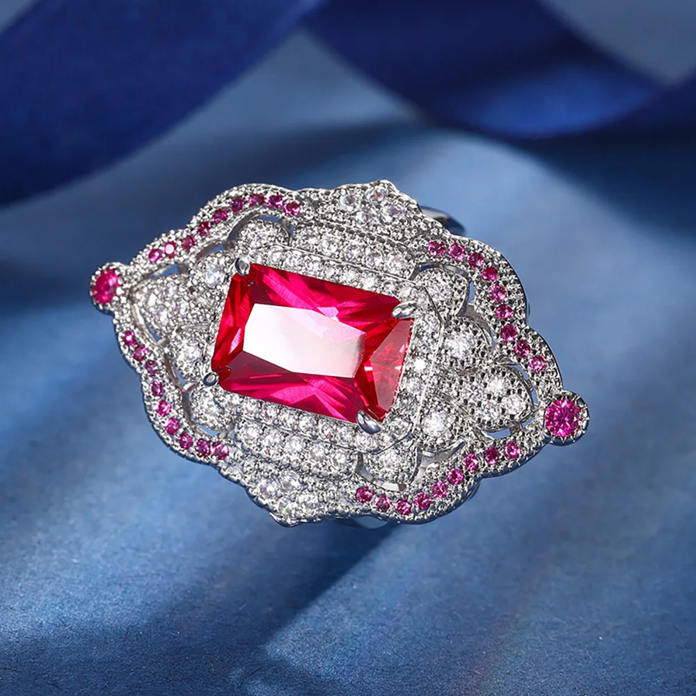 Retro 8*12mm Emerald Ruby Sapphire Noble Court Jewelry Sets for Women Gemstone Wedding Party Pendant Necklace Ring Set Wholesale