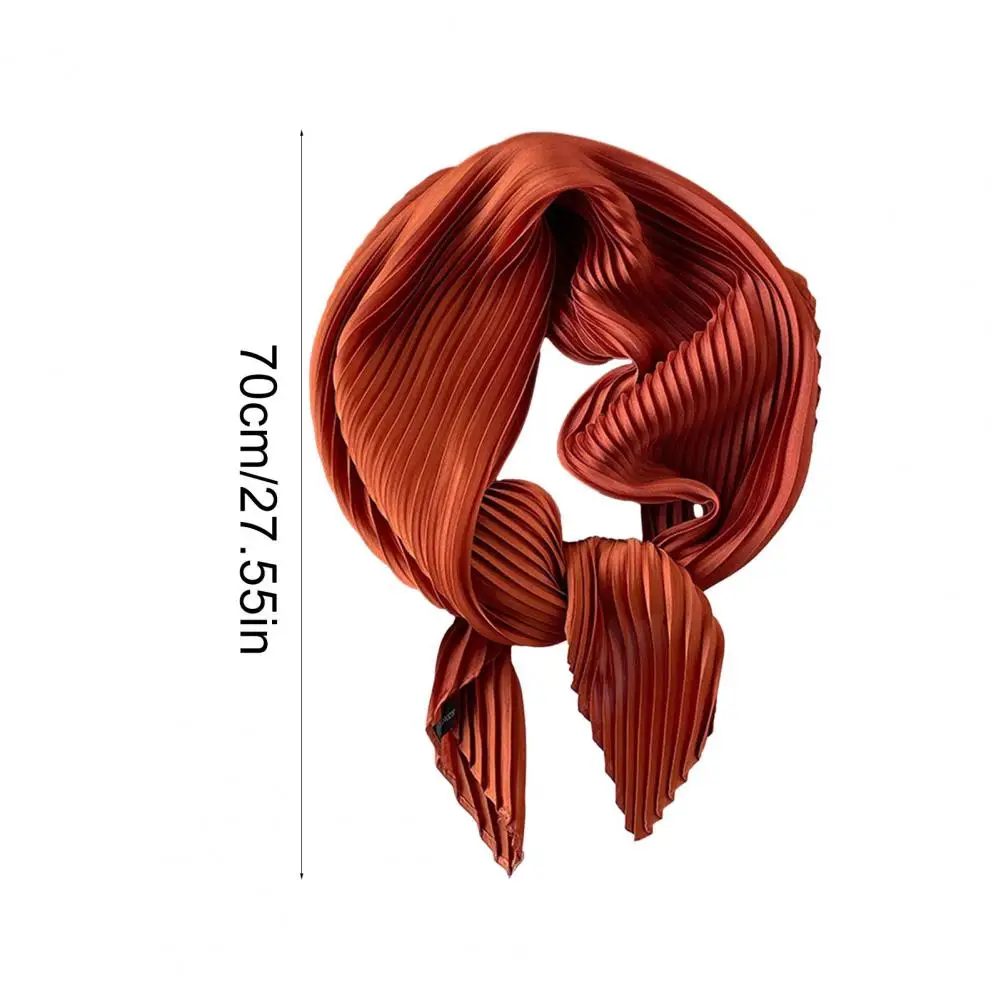 

70cm Women Scarf Solid Color Pleated Lightweight Breathable Scarf Comfortable All-Season Shawl Scarf Hair Tie Neckerchief Shawls