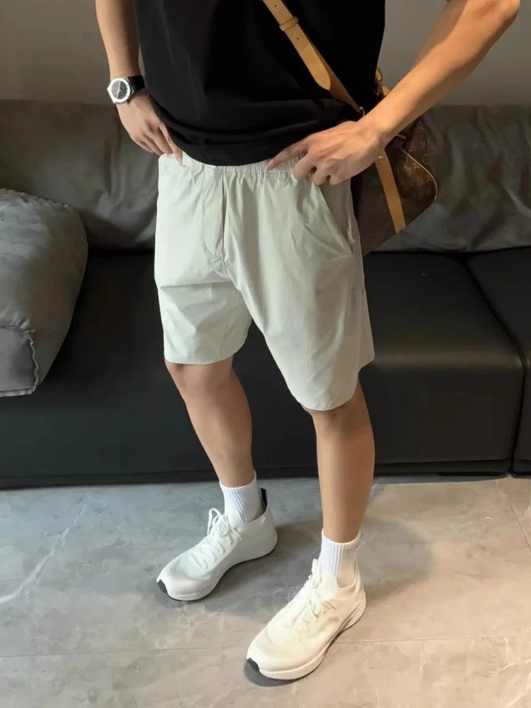 

Oumulong Men's Breathable Running orts Summer Qui Dry Me Pants Four-Five Length Straight Leg Casual Trousers