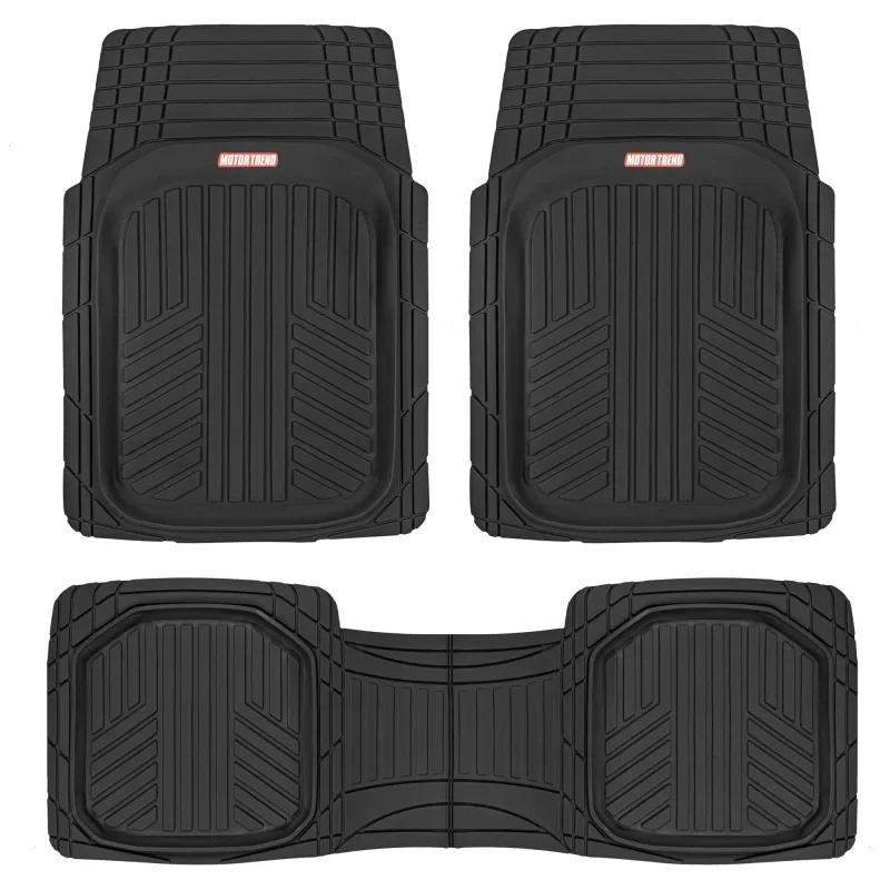 Motor Trend Deep Dish Rubber Floor Mats for Car SUV TRUCK Van, All-Climate All Weather Performance Plus Heavy Duty Liners Odorle