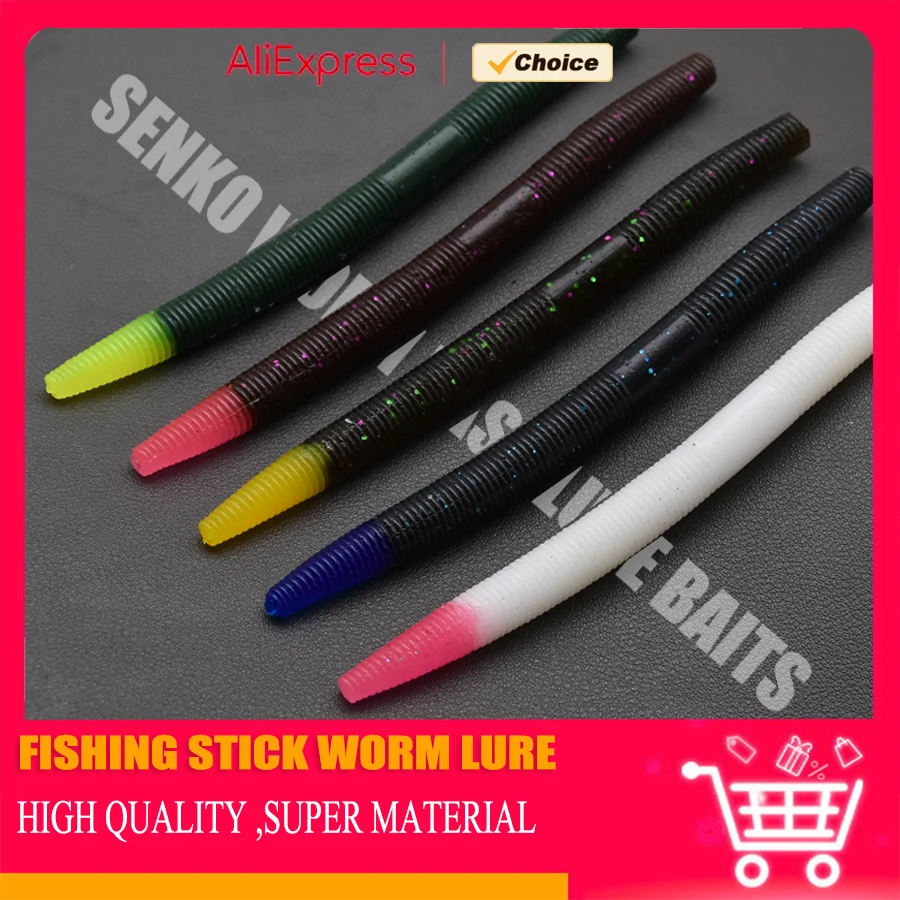 MrLurion 3in 4in 5in 8PCS Soft Stickbait ,Senko Lure for Big mouth Bass fishing tackle .Sinking Soft Earthworm artificial Bait