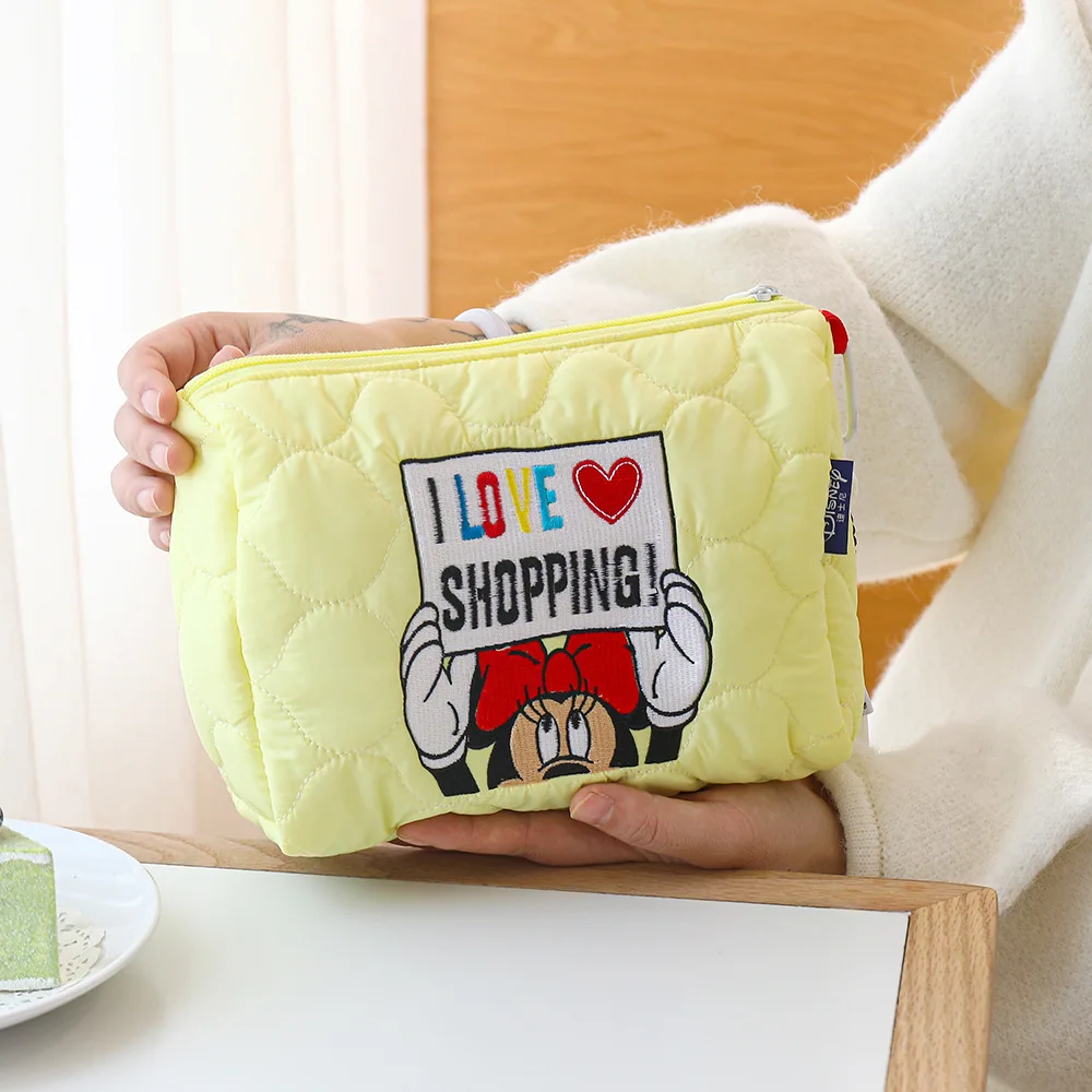 Bolsas de maquillaje de dibujos animados de Disney, Mickey Minnie Mouse, gran capacidad, organizador de artículos de tocador y cosméticos, bolsa de viaje portátil para mujer, regalos