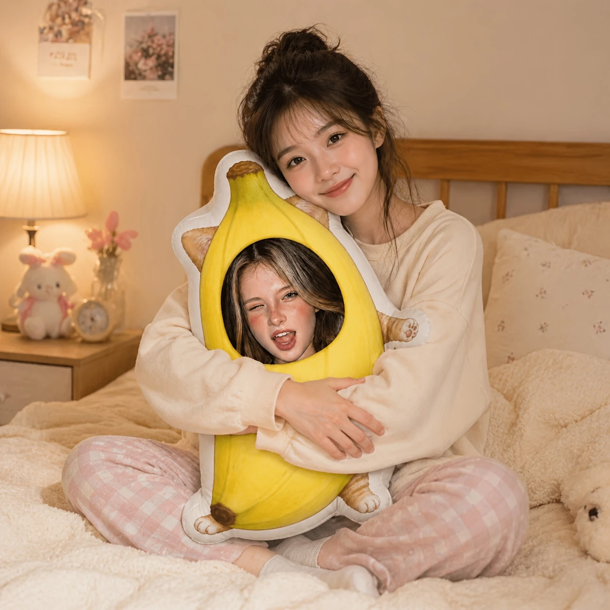 1pc-Customized Throw Pillow Funny Banana Cat Shaped Custom Face Pillow Personalized Photo DIY Cute Novelty Plush Toy Cushion Gif