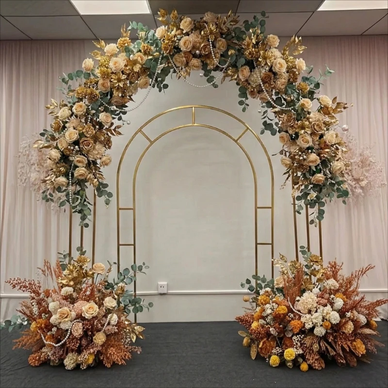 

Золотая кованая арка, подставка для цветов и воздушных шаров для свадеб, дней рождения, юбилеев, грандиозных открытий и праздничных украшений