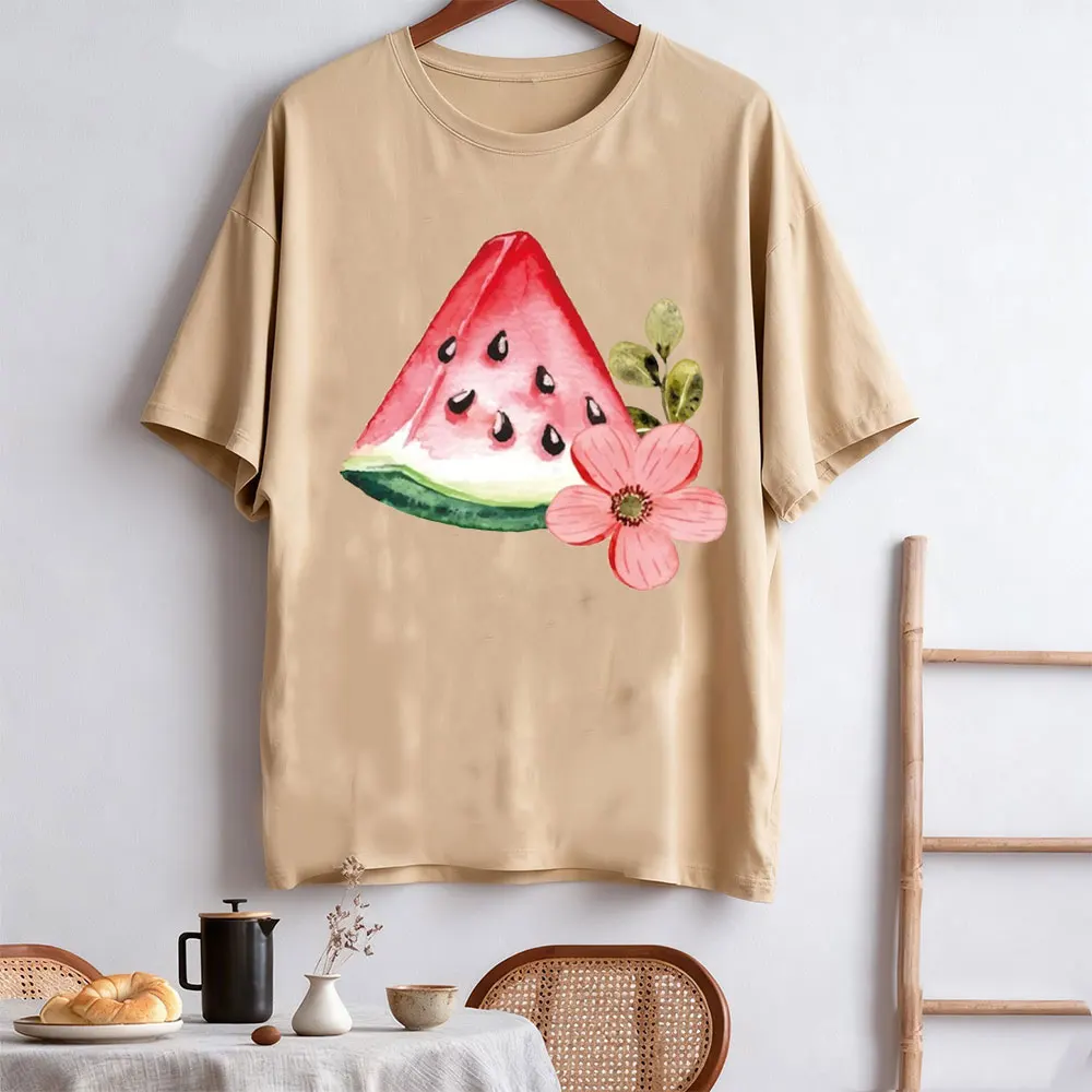 Wassermelone bedrucktes T-Shirt Tops Wassermelonenliebhaber Geschenk Niedliche Tops Ästhetische lässige Damenkleidung Kurzarm-Sweatshirt