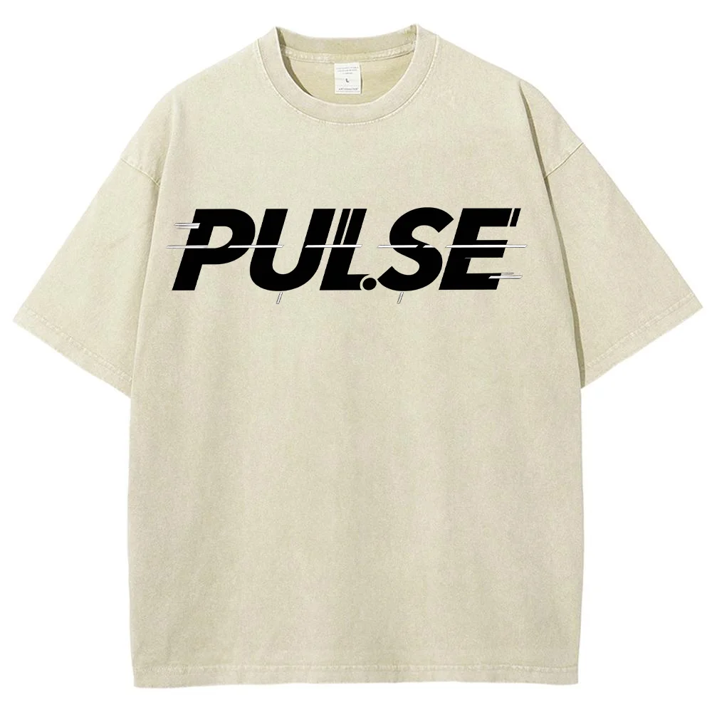 Pulse Graphic T Shirt Futuristic Typography Print Casual Short Sleeve Crew Neck Streetwear Tee for Men and Women