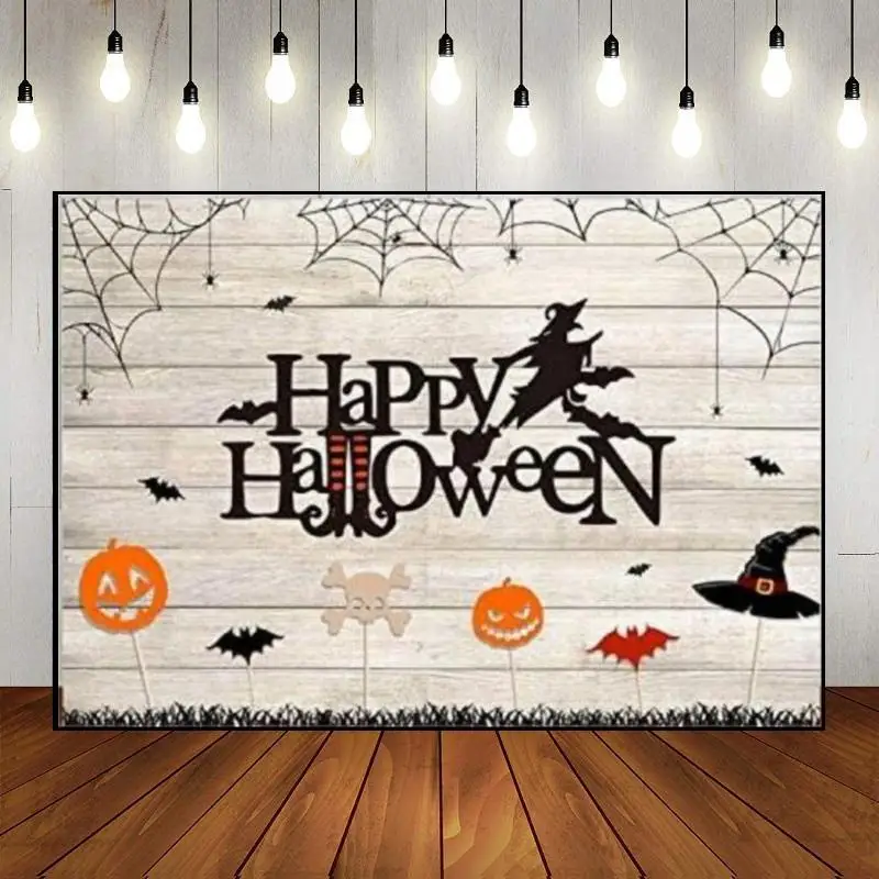 Halloween Background Birthday Decoration Bat Lantern Custom Backdrop Trick or Treat Spooky Photography Backdrops Spider Photo