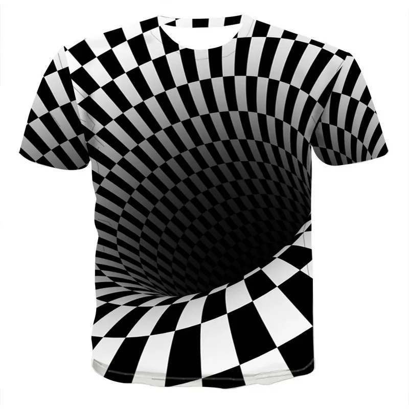 Summer 3D 3D 3D Pattern Men\'s New T-shirt Plus Size Loose fitting Retro Short Sleeve Fashion Funny O-Neck Top