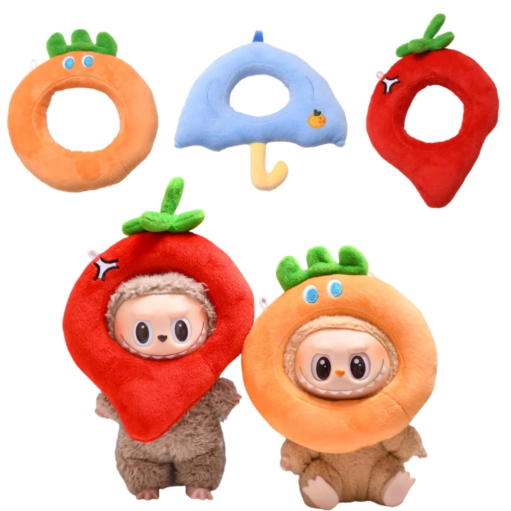 

Милый головной убор с куриными ножками и рыбой для 17 см, аксессуары для мини-кукол Labubu, Umberllla, перц чили, морковь, головной убор, модный стиль