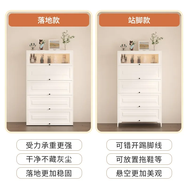 خزانة تخزين أرضية فولاذية منزلية ذات رياح كريمي، خزانة باب منظورية متكاملة مقاومة للغبار