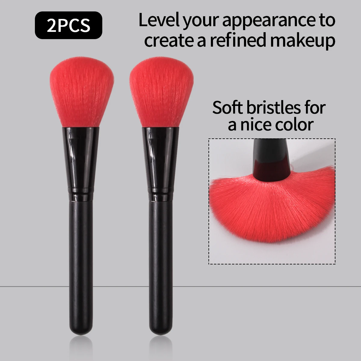 Pincel de maquiagem de alto nível de aparência, 2 peças, pincel de blush, pincel de pó, pincel de contorno, ferramenta de maquiagem facial multiuso
