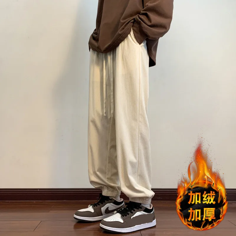 

2022 Autumn Men's Pants Straight Wide Leg Loose Pants Elasticated Drawstring Waist Vintage Casual Trousers Male Plus Size M-4XL