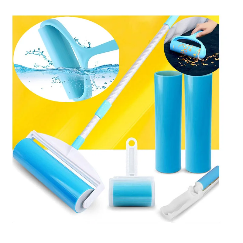 Reusable adhesive roller gluing tool sofa bed carpet cleaner clothing pet hair dust removal brush household car cleaning