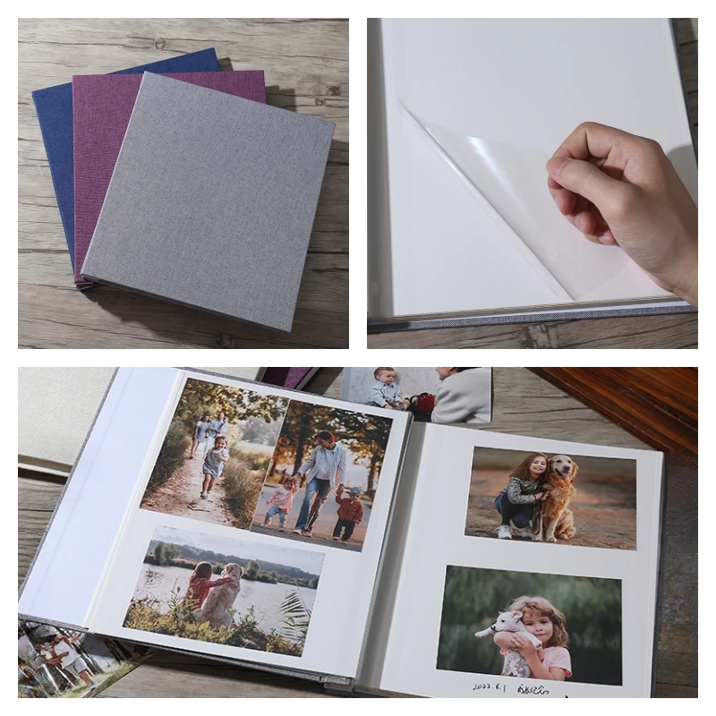 

16 "high Transparent Self-adhesive Inner Page Simple Linen Vintage Photo Album DIY Handwork Making Baby Growth Souvenir Album