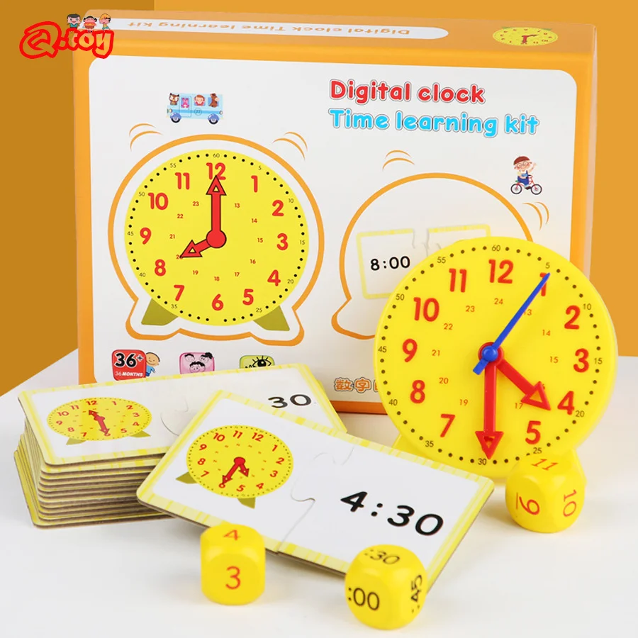 

Wooden Digital Clock Kids Montessori Educational Toys Time Learning Cognition Kit Primary School Clever Board Toy Teaching Aids