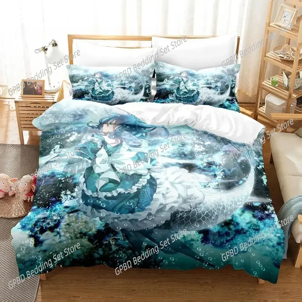 

3D Anime Wakasagihime (Touhou) 3D Bedding Set Duvet Cover Pillowcases Single Twin Full Queen King Size Home Decor Quilt Boys Gif